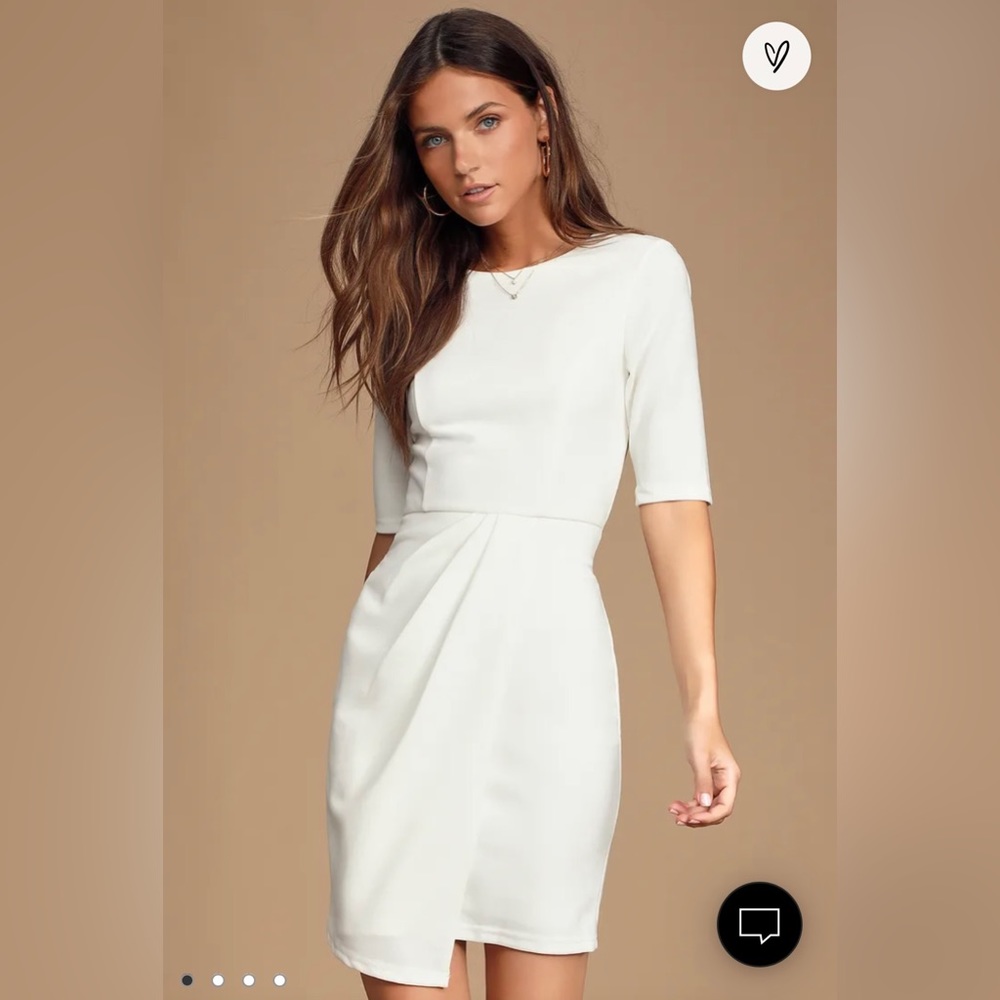 Lulus Westwood White Half Sleeve Sheath Dress - Small *brand new*